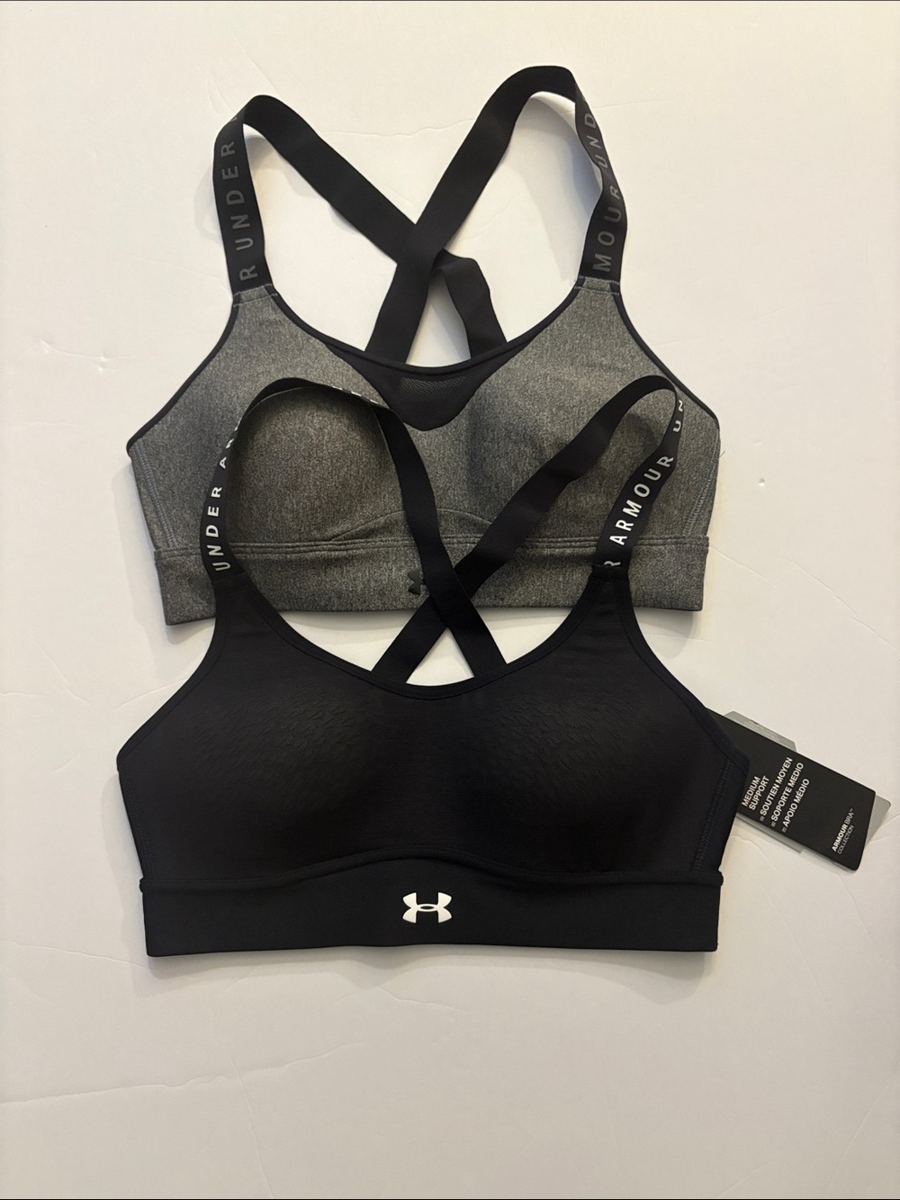 Under Armour Black & Gray Crossback Sports Bra Duo